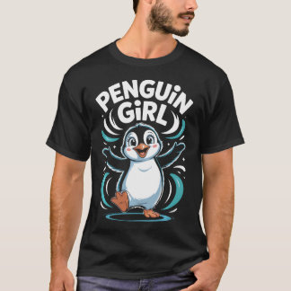 T-shirt Fille Pingouin Dessin Animé Hiver Animal Arctique