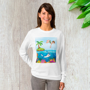 T-shirt Fille plongeant dans l'océan avec un requin ami su