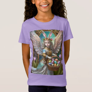 T-Shirt Fille portant le costume de lapin de Pâques