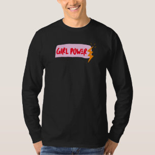 T-shirt Fille Pouvoir Rose Et Foudre Rouge Mignon Et Inspi