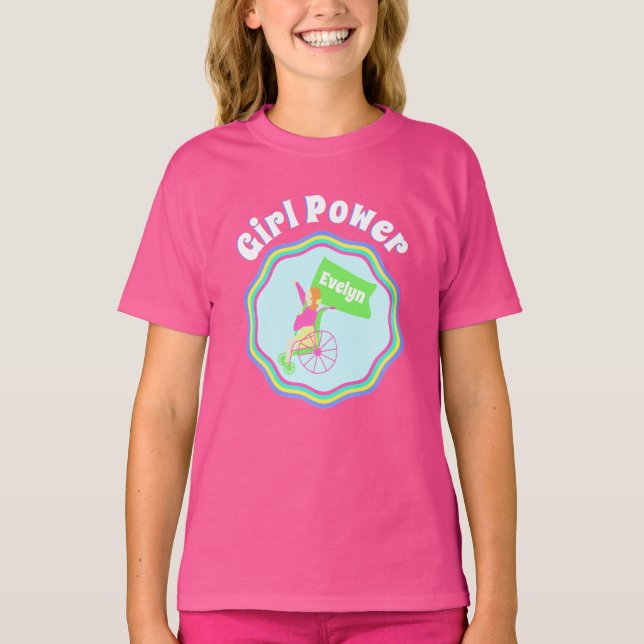 T-shirt Fille Power Wheelchair Personnalisé (Devant)