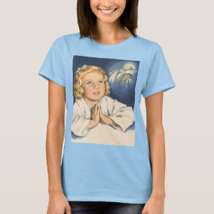 T-shirt Fille priant pour Jésus-Christ, prières au coucher
