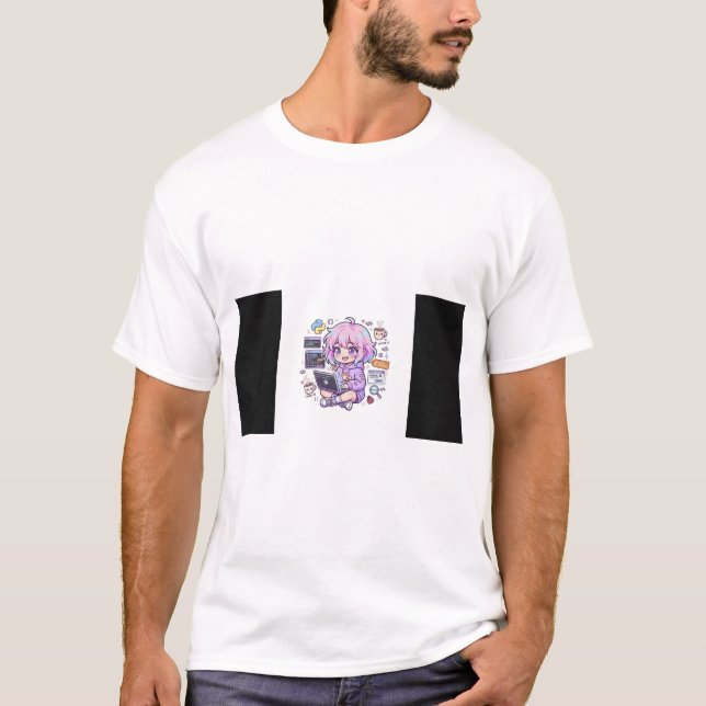 T-Shirt Fille Programmeuse Anime Kawaii | Codage M (Devant)
