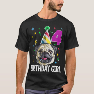 T-shirt Fille Pug d'anniversaire 4