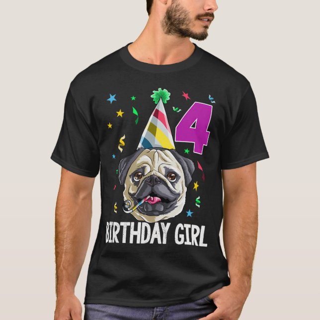 T-shirt Fille Pug d'anniversaire 4 (Devant)