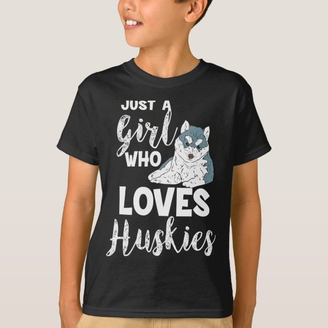 T-shirt Fille qui aime Huskies Amoureux des chiens sibérie (Devant)