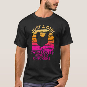 T-shirt Fille qui aime Jésus et les poulets Femme chrétien