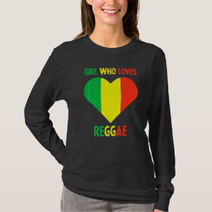 T-shirt Fille qui aime la musique reggae Jamaïque Rastafar