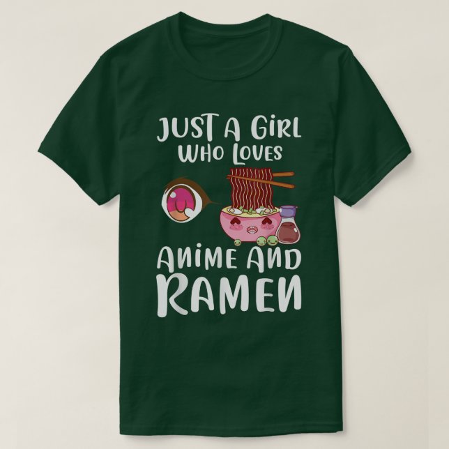 T-shirt Fille qui aime l'anime et ramen (Design devant)