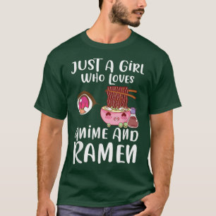 T-shirt Fille qui aime l'anime et ramen