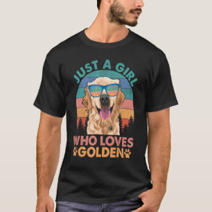 T-shirt Fille qui aime le chien Retriever doré