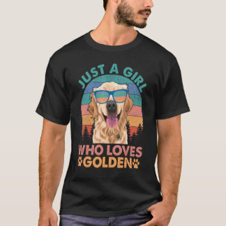 T-shirt Fille qui aime le chien Retriever doré