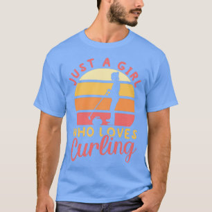 T-shirt Fille Qui Aime Le Joueur De Curling Équipe Coach C