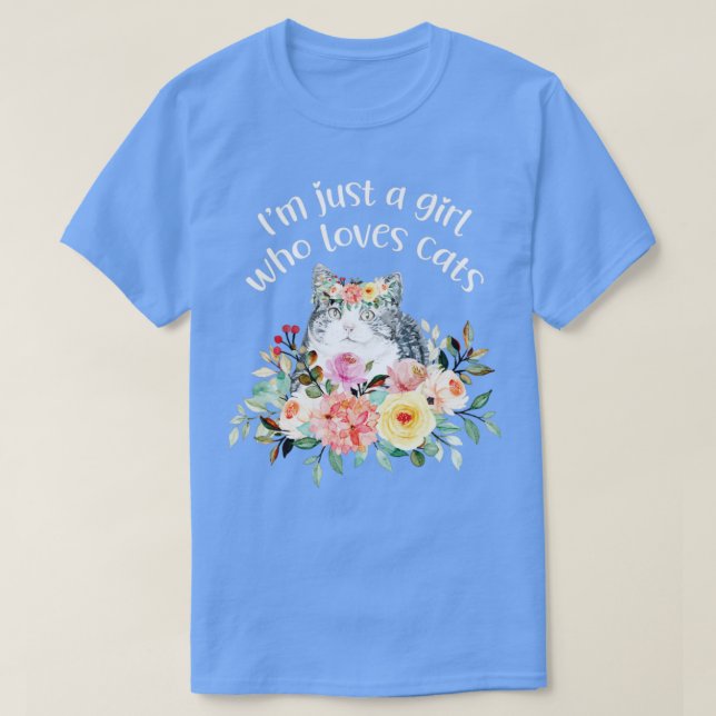 T-shirt Fille qui aime les chats (Design devant)