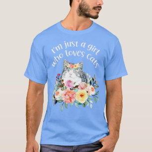 T-shirt Fille qui aime les chats