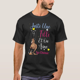 T-shirt Fille qui aime les chevaux Fille 9e anniversaire