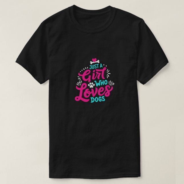 T-shirt Fille qui aime les chiens Graphique (Design devant)