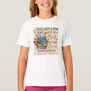 T-shirt Fille qui aime les livres et les chats