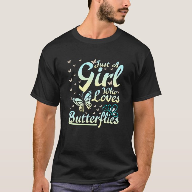 T-shirt Fille qui aime les papillons (Devant)