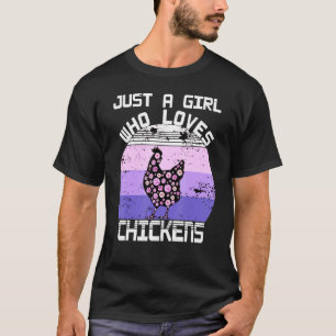 T-shirt Fille qui aime les poules Fleur Femme agricultrice