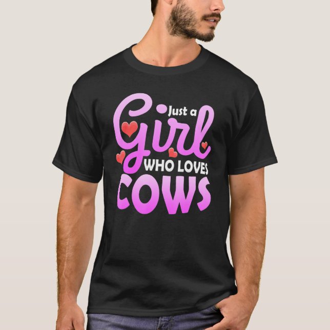 T-shirt Fille qui aime les vaches (Devant)