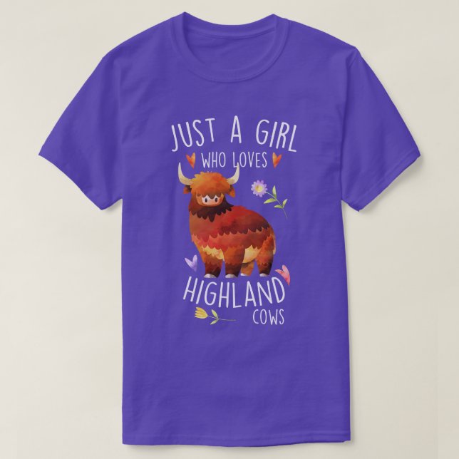 T-shirt Fille qui aime les vaches des Highlands 1 (Design devant)