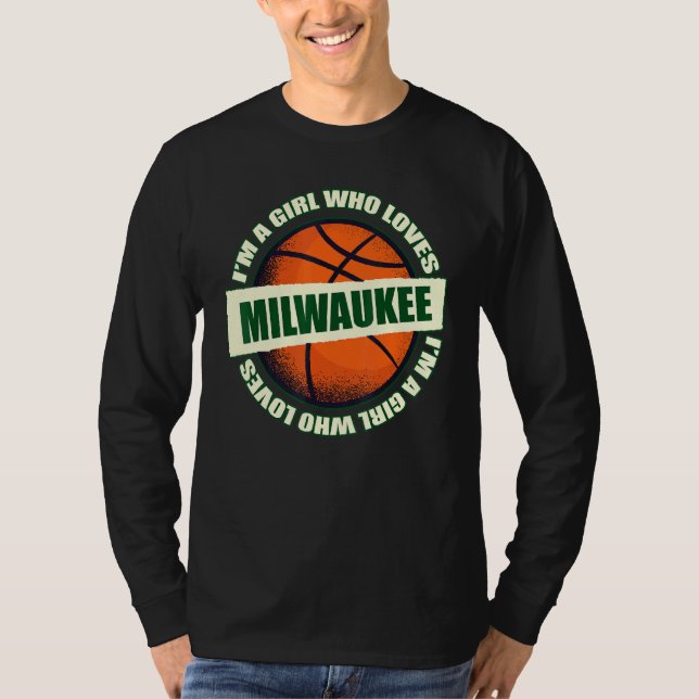 T-shirt Fille qui aime Milwaukee Basketball B Ball City Wi (Devant)