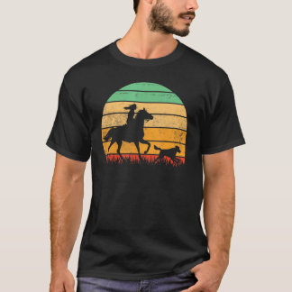 T-shirt Fille Rétro Avec Chiens Et ChevalChevauchée Équest