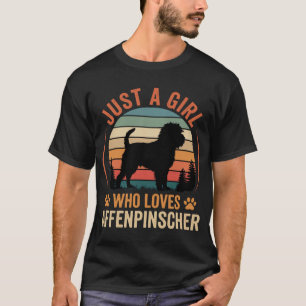 T-shirt Fille Rétro Coucher de Soleil Amateur de Chien Aff