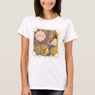 T-shirt Fille rêveuse sur mur Géométrie colorée abstraite