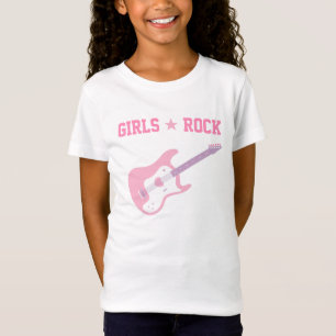 T-shirt Fille Rock Star Guitare Rose