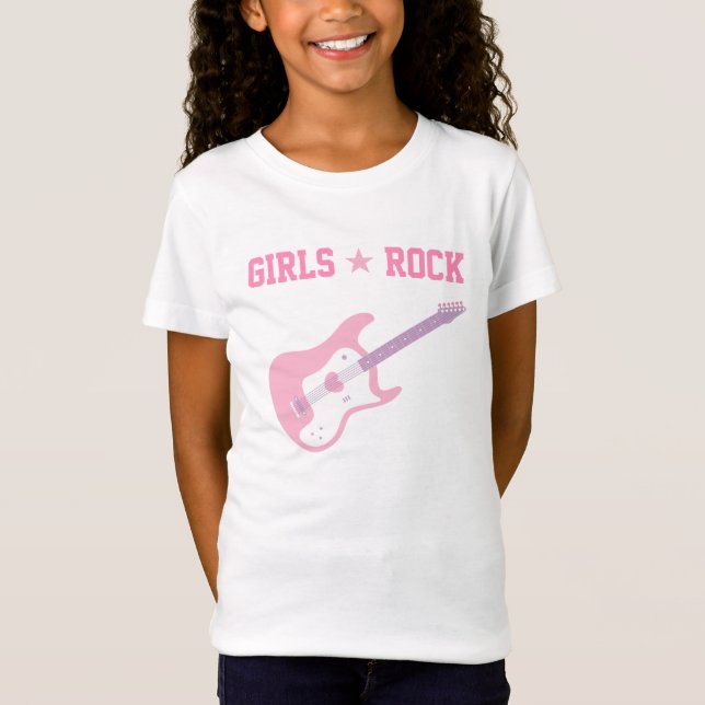 T-shirt Fille Rock Star Guitare Rose (Devant)