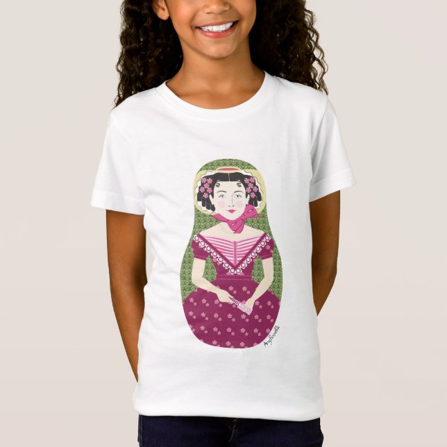 T-shirt fille Rose anglaise Matryoshka (Devant)