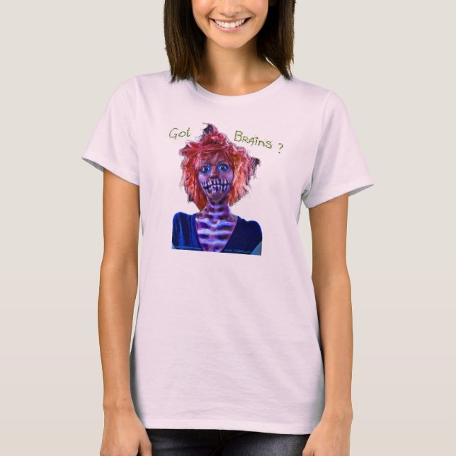 T-shirt fille rose de zombi (Devant)