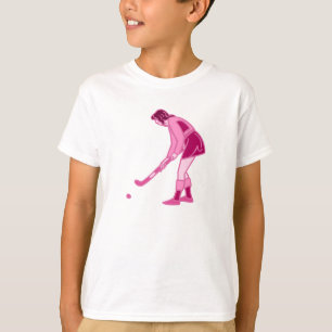 T-shirt Fille rose d'hockey de champ