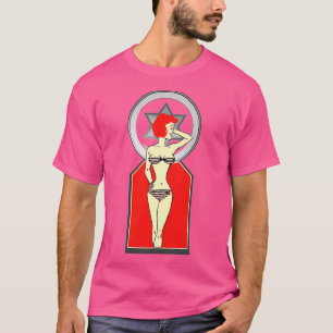 T-shirt Fille rousse avec cheveux rouges en bikini