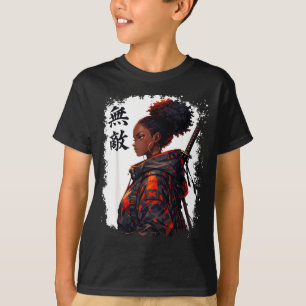 T-shirt Fille samouraï noire anime guerrière afro africain