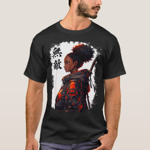 T-shirt fille samouraï noire anime guerrière afro africain