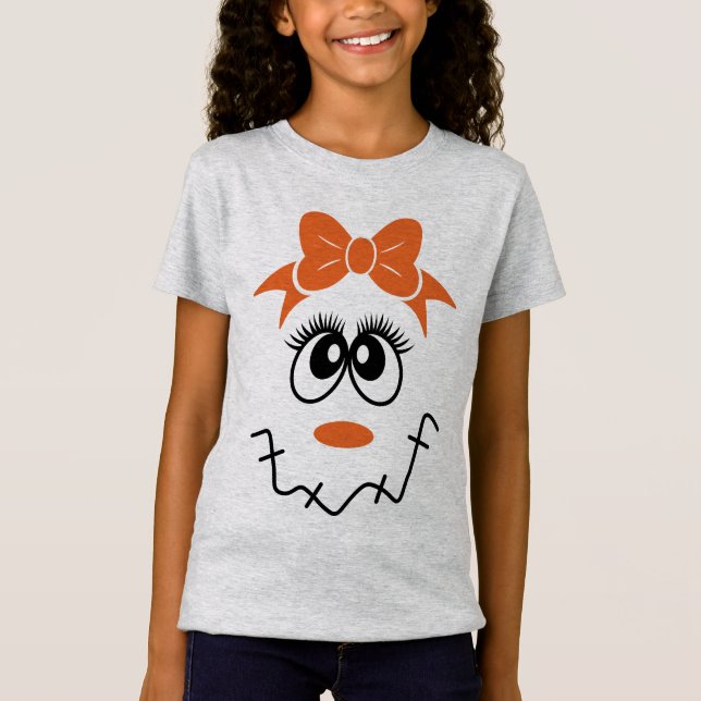 T-Shirt Fille Scarecrow visage avec cou (Devant)