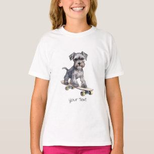 T-shirt fille Schnauzer de couleur d'eau