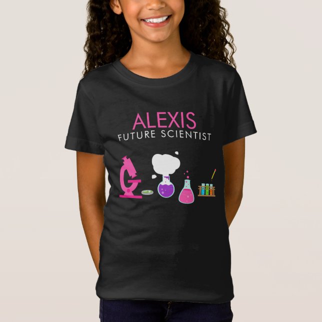 T-Shirt Fille scientifique de l'avenir Nom personnalisé (Devant)