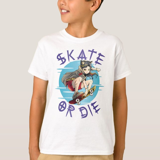 T-shirt Fille Skateuse Skate or die (Devant)