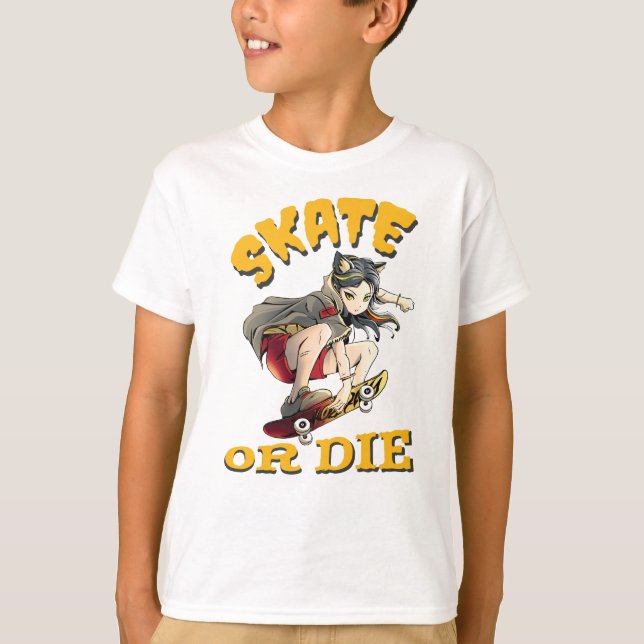 T-shirt Fille Skateuse Skate or die (Devant)