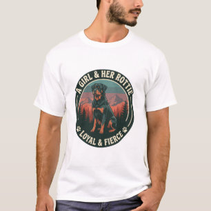 T-shirt Fille Son Rottie Loyal Féroce Chien Rottweiler Mon
