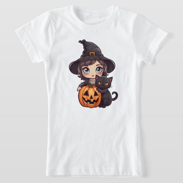 T-Shirt Fille sorcière Kawaii (Poser)