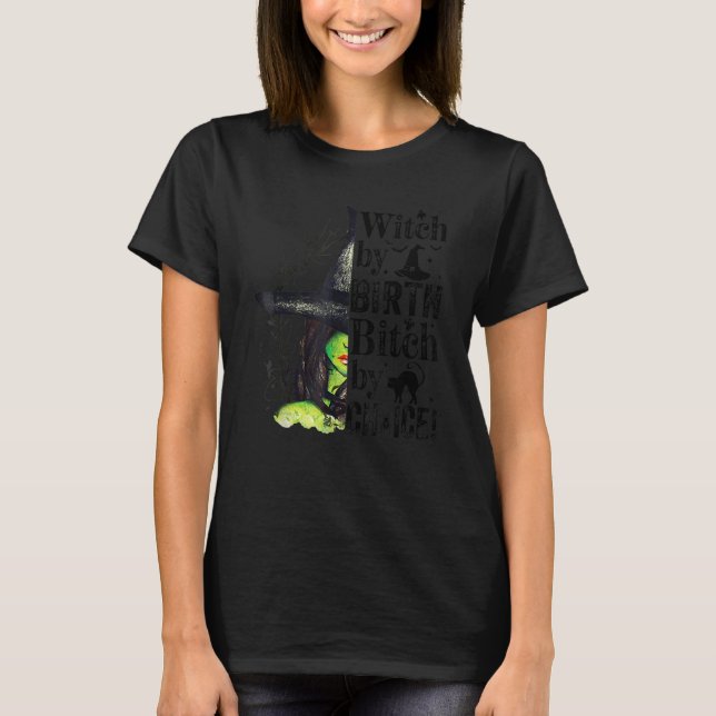 T-shirt Fille Sorcière Par Naissance Par Choix Halloween (Devant)