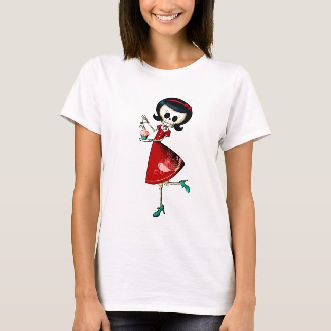 T-shirt Fille squelettique douce et effrayante (Devant)