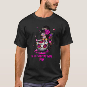 T-shirt Fille Sugar Skull Fée En Octobre Nous Portons Rose