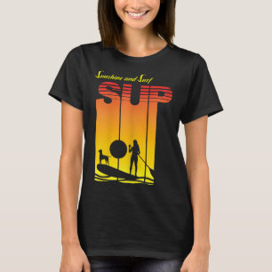 T-shirt Fille Sup Chien Planche De Paddle Debout Pagaie Co