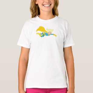 T-shirt Fille Superhero, Cheveux Blonde, Héros, Cape Jaune